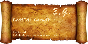 Bródi Germán névjegykártya